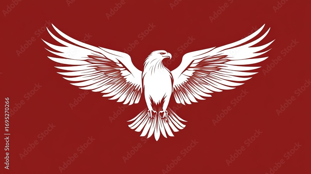 Obraz premium White Eagle with Spread Wings on Red Background