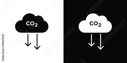 Low carbon dioxide icons for graphic and web design projects