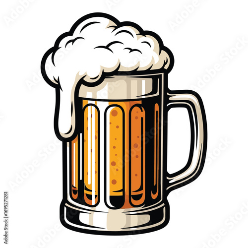 Art of a frothy mug of beer isolated on white background