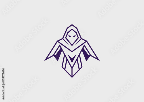 A wraith line art logo, symbolizing ghostly spirit, mystery, and ethereal presence