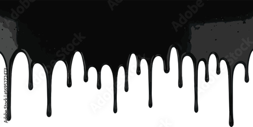 Black Paint Dripping - Abstract Design Element on White Background.
