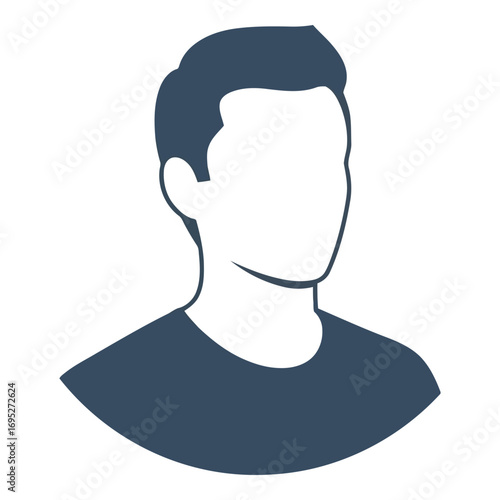 Art of anonymous male user avatar icon, representing a person profile, isolated on white background