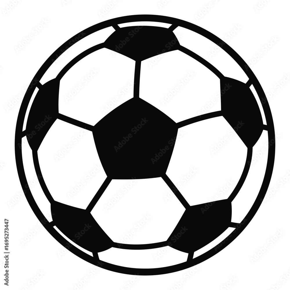 Obraz premium Art of classic black and white soccer ball icon, representing sport and athletic competition, isolated on white background