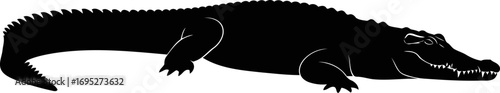 ancient predator nile crocodile silhouette, icon of powerful primal instincts, majestic river king, isolated on transparent background
