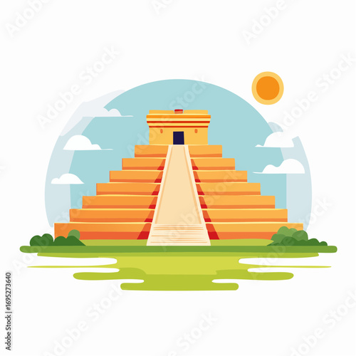 Cartoon Pyramid Scene Illustrative Style