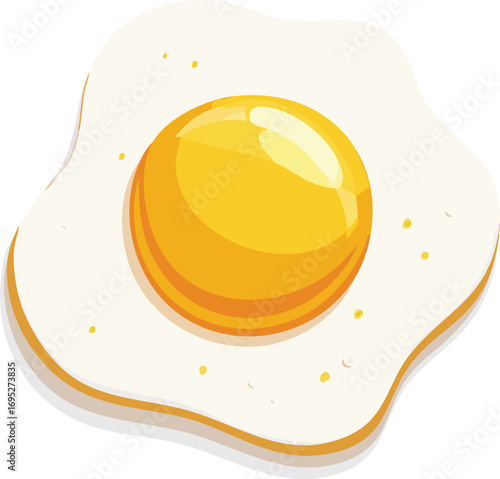 A perfectly cooked fried egg, sunny-side up, with a golden yolk. An isolated vector illustration for breakfast and food concepts. Generative AI