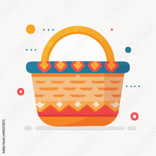Colorful Wicker Basket Illustration