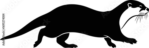 elegant otter silhouette aquatic grace, natures playful stealth, wildlife design, isolated on transparent background