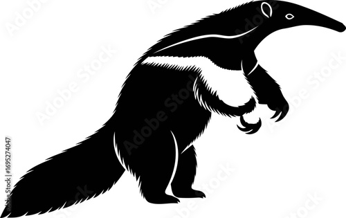 giant anteater silhouette a majestic emblem of the amazons untamed heart, isolated on transparent background