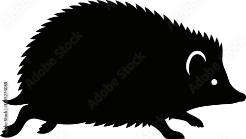 hedgehog silhouette a tiny trot of nighttime charm and woodland secrets, isolated on transparent background