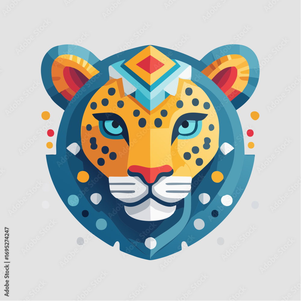 Obraz premium Geometric Leopard Head Design