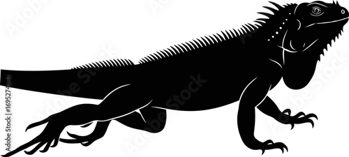 iguanas majestic jungle prowl a silhouette of powerful reptile grace and untamed beauty, isolated on transparent background