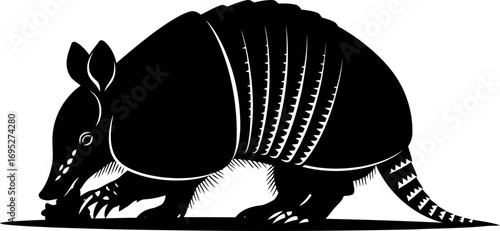 majestic armadillo silhouette a icon of nighttime desert, quiet strength, and ancient wisdom, isolated on transparent background