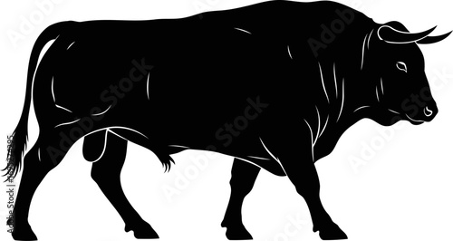 majestic black bulls silent strength silhouette of untamed power and noble dignity, isolated on transparent background