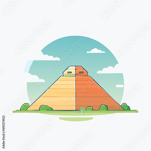 Cartoon Pyramid Scene With Soft Colors