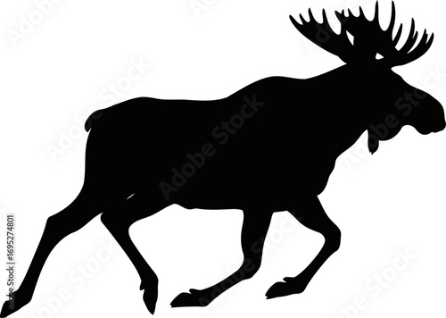 majestic moose silhouette a icon of wilderness majesty, powerful stride, and untamed freedom, isolated on transparent background