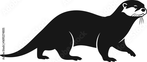 majestic otter silhouette a symbol of river serenity and playful freedom, isolated on transparent background