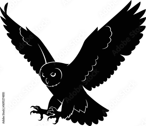 majestic owl silhouette a icon of night flight, silent hunting, and wise majesty, isolated on transparent background