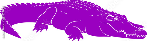 majestic purple alligator silhouette a illustration of primal power and grace, isolated on transparent background