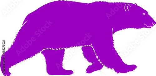 majestic purple bear silhouette a emblem of arctic dreams and gentle power, isolated on transparent background