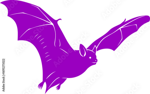 majestic purple bat in flight a silhouette of twilight mystery and nighttime freedom, isolated on transparent background