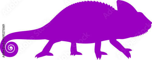 majestic purple chameleon silhouette icon of adaptation, camouflage, and tropical mystery, isolated on transparent background