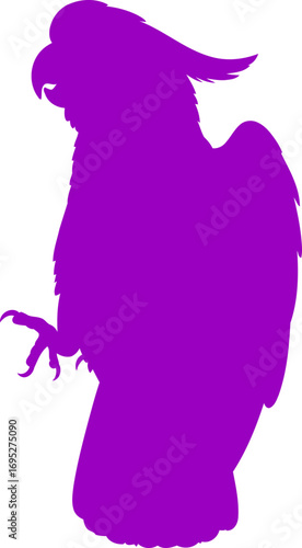 majestic purple cockatoo silhouette icon of tropical majesty, regal elegance, and avian grandeur, isolated on transparent background