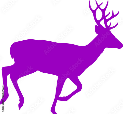 majestic purple deer silhouette a regal run, woodland grace, natures vibrant spirit, isolated on transparent background