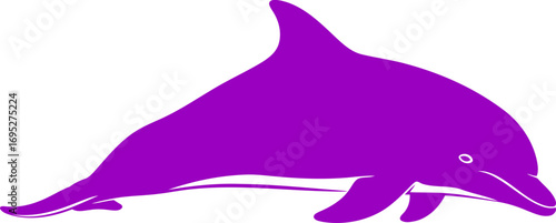 majestic purple dolphin silhouette art of graceful ocean dive, aquatic dreams, and underwater freedom, isolated on transparent background
