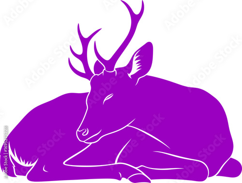 majestic purple deers peaceful slumber a silhouette of tranquil forest majesty, isolated on transparent background