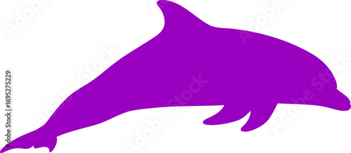 majestic purple dolphin silhouette icon of grace, playfulness, and oceanic freedom, isolated on transparent background
