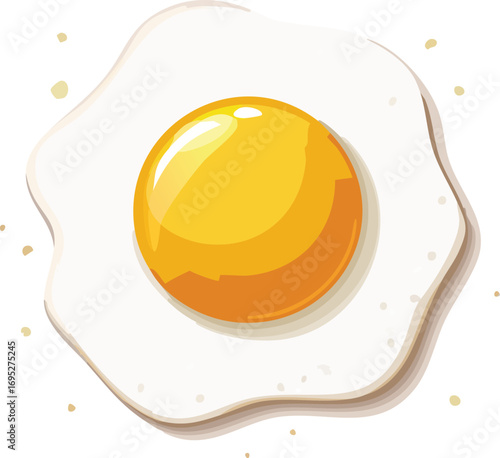 A perfectly cooked fried egg, sunny-side up, with a golden yolk. An isolated vector illustration for breakfast and food concepts. Generative AI