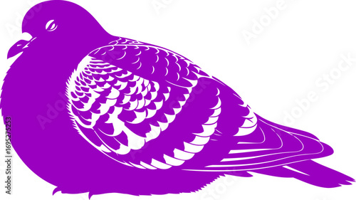 majestic purple dove silhouette a serene icon of peaceful dreams, tranquil avian grace, and gentle urban poetry, isolated on transparent background