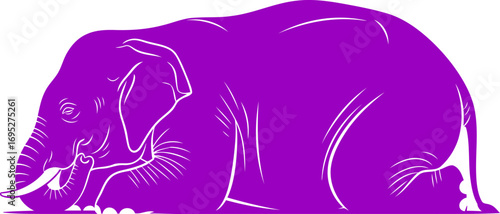 majestic purple elephant silhouette a icon of gentle giants, tranquil wisdom, and serene power, isolated on transparent background