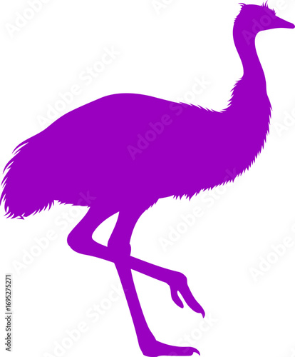 majestic purple emu silhouette a vibrant of australian outback serenity, isolated on transparent background