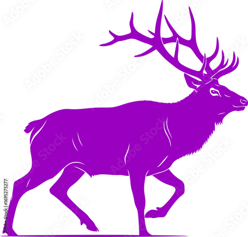 majestic purple elk silhouette a noble creatures serene journey, isolated on transparent background