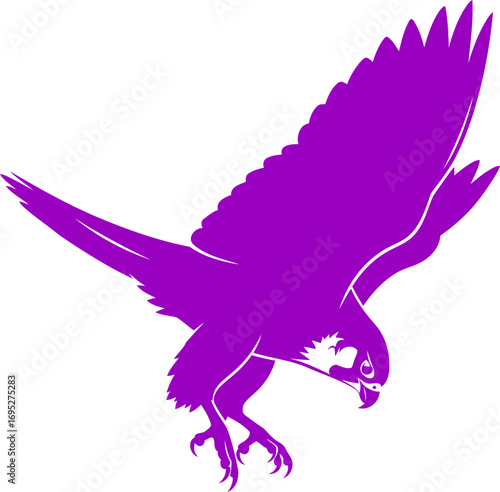 majestic purple falcon silhouette a diving masterpiece of power and grace, isolated on transparent background