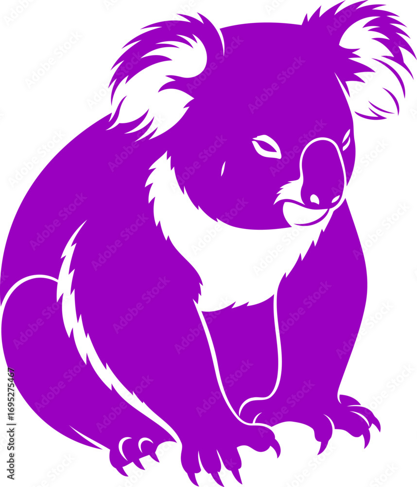 Naklejka premium majestic purple koala silhouette symbol of australian charm, tranquil nature, and peaceful serenity, isolated on transparent background