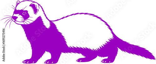 majestic purple ferret silhouette a symbol of playful elegance and untamed spirit, isolated on transparent background