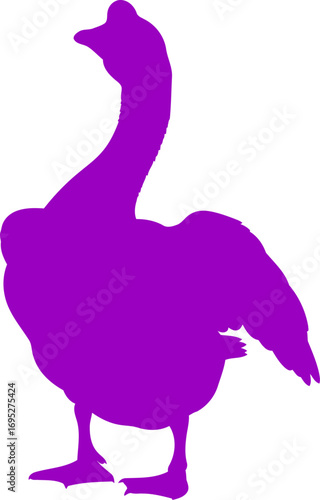 majestic purple goose silhouette emblem of grace, elegance, and serene farm life, isolated on transparent background