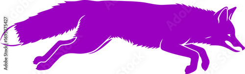 majestic purple fox in a dynamic leap silhouette of cunning grace and untamed speed, isolated on transparent background
