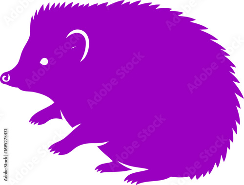 majestic purple hedgehog silhouette a symbol of quiet strength, gentle determination, and serene nocturnal charm, isolated on transparent background