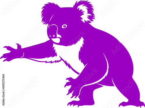 majestic purple koala silhouette a graphic of gentle strength and aussie charm, isolated on transparent background