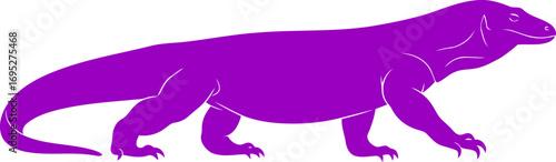 majestic purple komodo dragon silhouette ancient predator, island majesty, powerful reptile , isolated on transparent background