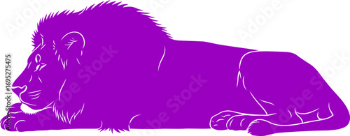 majestic purple lion silhouette a graphic of regal power, serene majesty, and noble strength, isolated on transparent background
