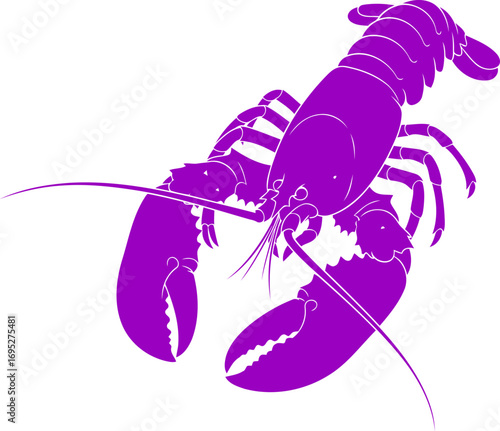 majestic purple lobster silhouette a culinary icon, oceans bounty, seafood elegance, isolated on transparent background