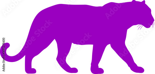 majestic purple panther silhouette icon of night prowler, mysterious grace, and silent power, isolated on transparent background