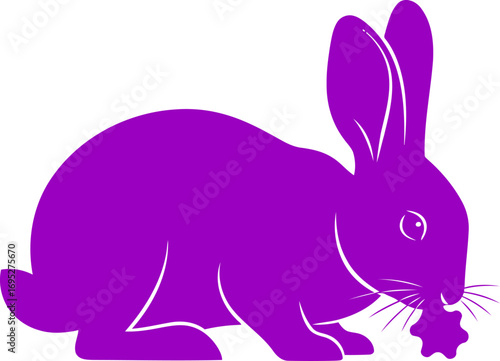 majestic purple rabbit silhouette a icon of gentle spring, quiet meadow, and serene easter charm, isolated on transparent background
