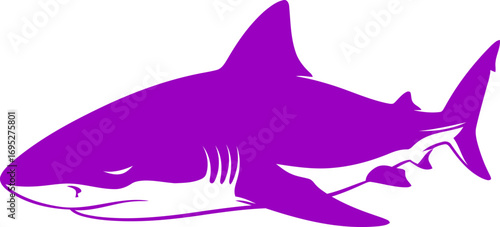 majestic purple shark silhouette art of oceanic power and mystery, isolated on transparent background