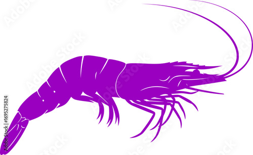 majestic purple shrimp silhouette a icon of ocean royalty and delicate power, isolated on transparent background